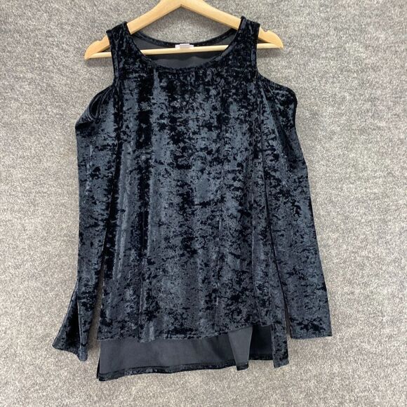 BP. Blouse Women L Large Black Sleeveless Wide Strap Round Neck Velvet Casual - Picture 4 of 9